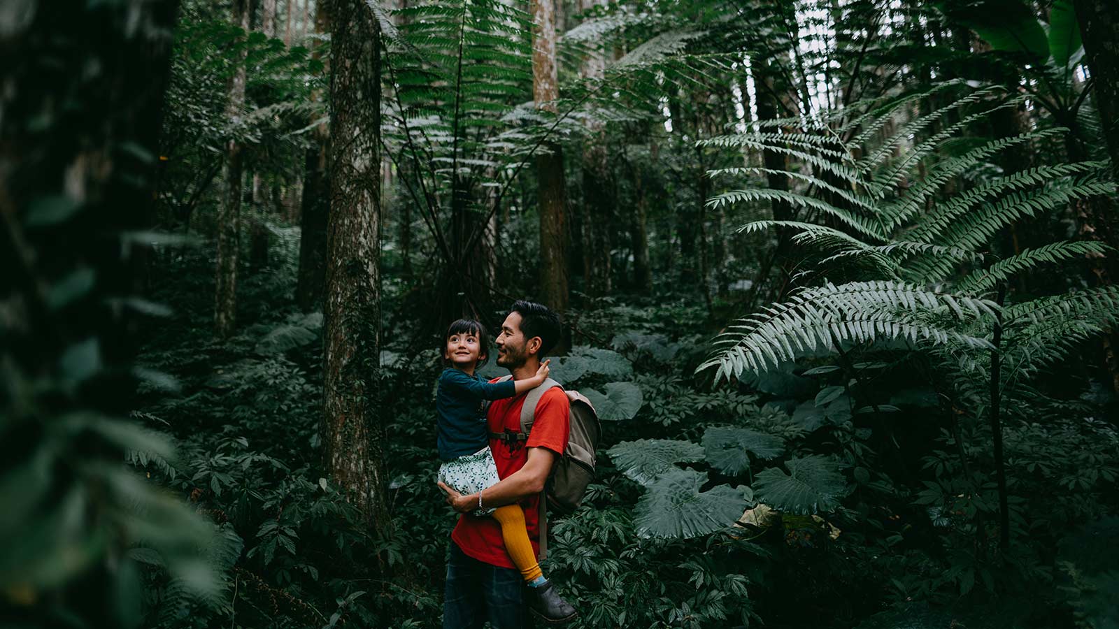 Family in forest